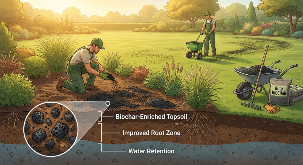 Applying Bulk Biochar For Landscapers