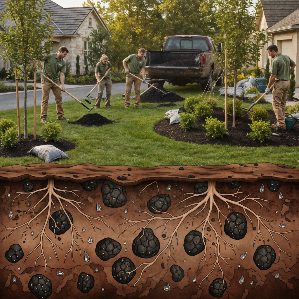 Bulk Biochar Application with Landscapers